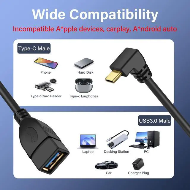 Alt view image 4 of 6 - BUCIER USB Type C Coiled Cable 5Gbps Retractable 90 Degree USB3.0 Female to USB C Male Charging Cable and Data Transfer for Phone, Tablet, Other USB C Devices (F/D)