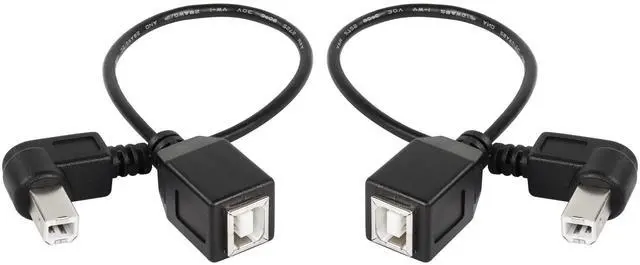 Main image of BUCIER USB 2.0 Type-B Printer Cable, 2-Pack USB B Female to Left Angle & Right Angle B Male Printer Extension Cable, for Scanner, Mobile HDD and More (L-R)