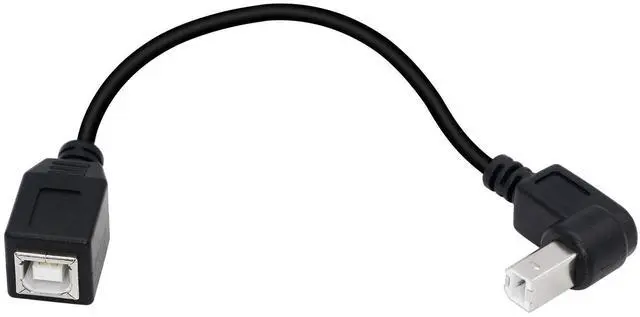Alt view image 3 of 7 - BUCIER USB 2.0 Type-B Printer Cable, 2-Pack USB B Female to Type B Male (90 Degree Down) Printer Short Extension Cable for Scanner, Mobile HDD and More (Down 2)