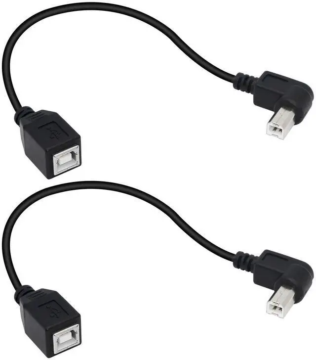 Main image of BUCIER USB 2.0 Type-B Printer Cable, (2-Pack) USB 2.0 B Female to Left Angle B Male Printer Short Extension Cable,for Printer, Scanner, Mobile HDD and More (Left 2)
