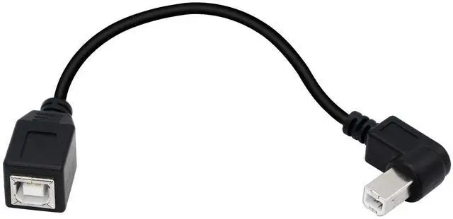 Alt view image 3 of 7 - BUCIER 2-Pack USB 2.0 Type-B Printer Cable, 25cm, Black, Female-to-Male, PVC, 28AWG, Supports Printer, Scanner, Mobile HDD (Right 2)