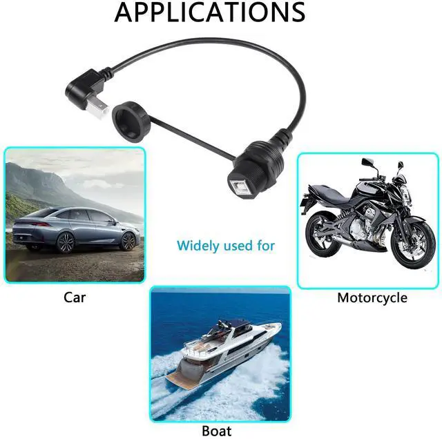 Alt view image 7 of 7 - BUCIER USB 2.0 Type-B 90 Degree Printer Cable,Waterproof Type B Flush Mount Car Mount Extension Printer Cable,for Car Truck Boat Motorcycle Dashboard,Sync Printing and Data Transferring (Down 0.3M)