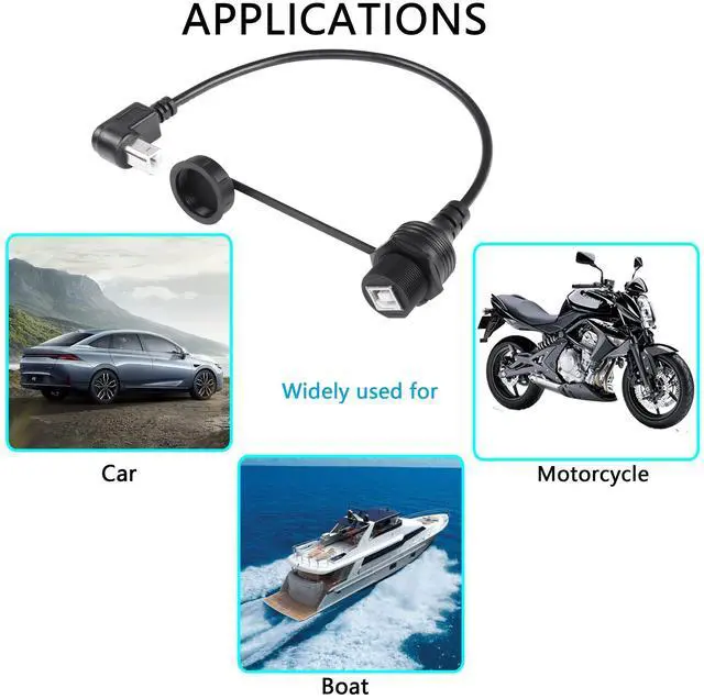 Alt view image 7 of 7 - BUCIER USB 2.0 Type-B 90 Degree Printer Cable,Waterproof Type B Flush Mount Car Mount Extension Printer Cable,for Car Truck Boat Motorcycle Dashboard,Sync Printing and Data Transferring (UP 0.3M)
