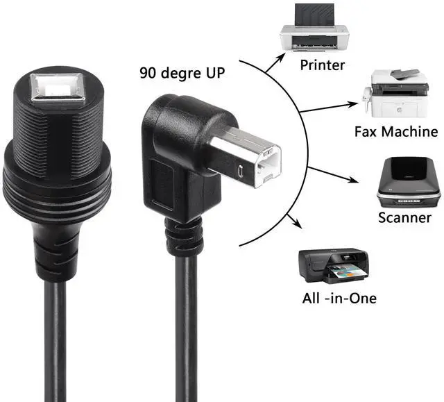 Alt view image 7 of 7 - BUCIER USB 2.0 Type-B 90 Degree Printer Cable,Waterproof Type B Flush Mount Car Mount Extension Printer Cable,for Car Truck Boat Motorcycle Dashboard,Sync Printing and Data Transferring (UP 1M)
