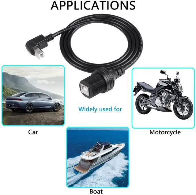 Alt view image 7 of 7 - BUCIER USB 2.0 Type-B 90 Degree Printer Cable,Waterproof Type B Flush Mount Car Mount Extension Printer Cable,for Car Truck Boat Motorcycle Dashboard,Sync Printing and Data Transferring (Down 1M)