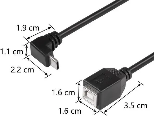 Alt view image 3 of 7 - BUCIER USB C Printer Cable, USB C to USB B Printer Cable, USB B 2.0 Female to USB C Male 90 Degree Printer Cable for Printers,Scanner,MIDI Controller DJ Controller(- 0.3M)
