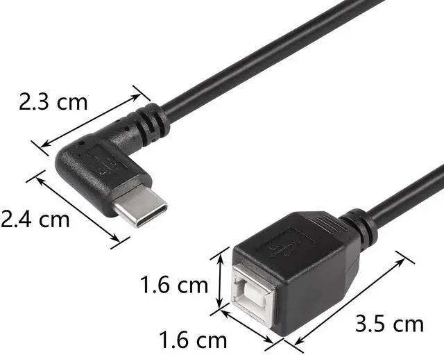 Alt view image 4 of 7 - BUCIER USB C Printer Cable, USB C to USB B Printer Cable, USB B 2.0 Female to USB C Male 90 Degree Printer Cable for Printers,Scanner,MIDI Controller DJ Controller(I 0.3M)