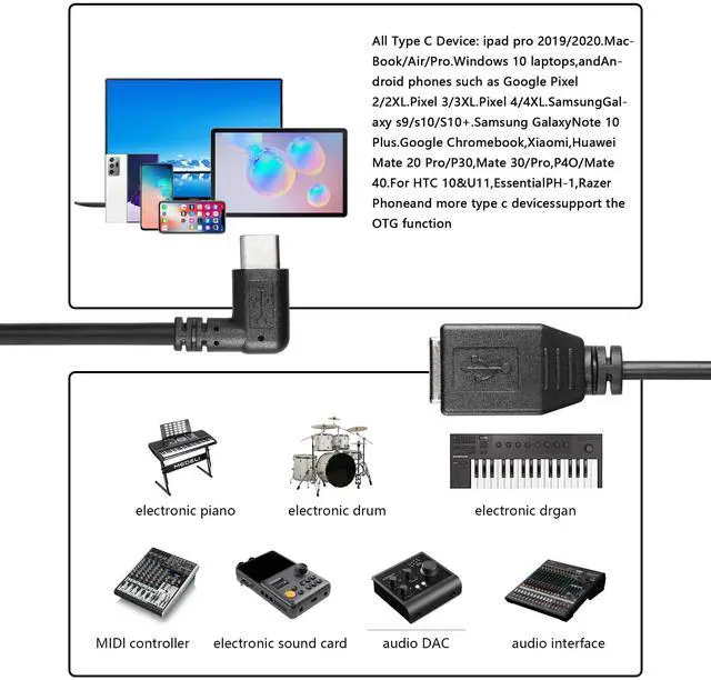 Alt view image 7 of 7 - BUCIER USB C Printer Cable, USB C to USB B Printer Cable, USB B 2.0 Female to USB C Male 90 Degree Printer Cable for Printers,Scanner,MIDI Controller DJ Controller(I 0.3M)