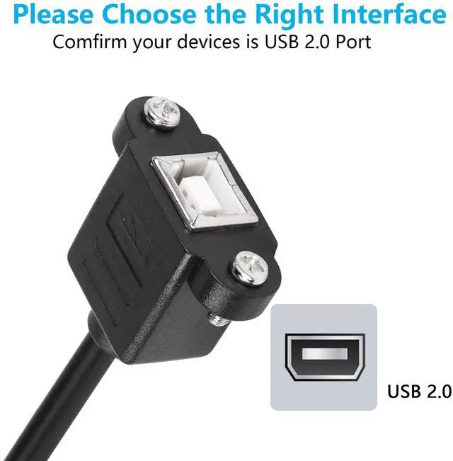 Alt view image 2 of 7 - BUCIER USB C to USB B Printer Cable with Panel Mount Screw Holes, 0.3M, Male-to-Female, 480 Mbps, Compatible with Printer, MIDI & DJ Controller