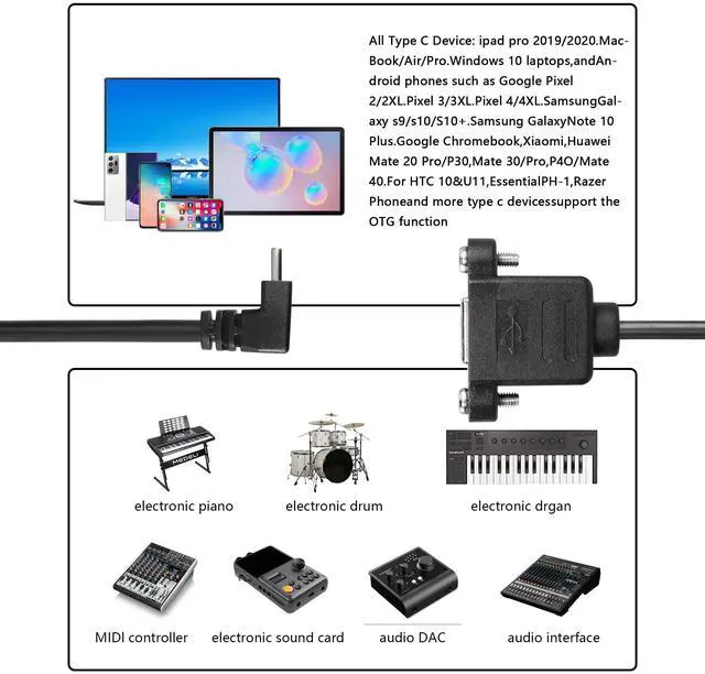 Alt view image 6 of 7 - BUCIER USB C Printer Cable, USB C to USB B Printer Cable, USB B 2.0 Female to USB C Male Printer Cable with Panel Mount Screw Holes for Printers, MIDI Controller DJ Controller(Panel Mount - 0.3M)