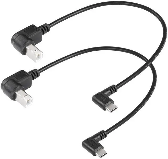 Main image of BUCIER 2 Pack USB C Printer Cable Right Angled USB B to Type C Cord 11.8inch USB B Male to USB C Male for Printer,MIDI Controller,Scanner,Digital Piano MIDI Controller,DJ Controller (Down+Down)