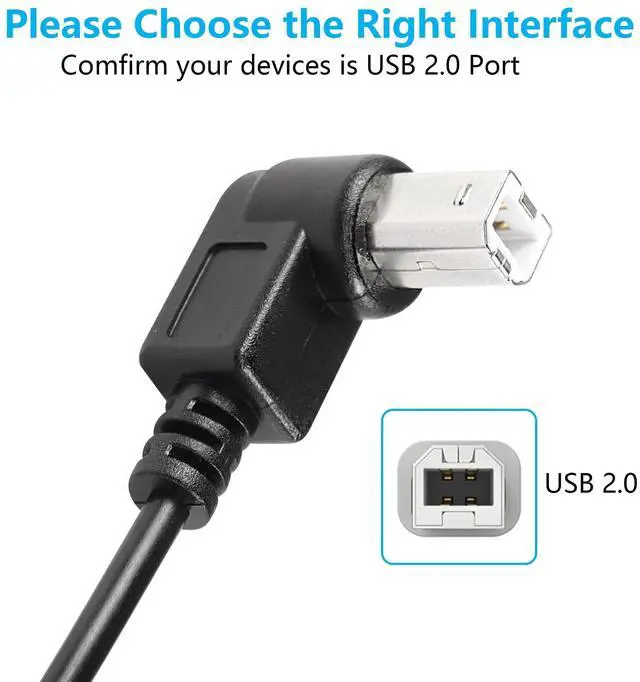 Alt view image 3 of 6 - BUCIER 2 Pack USB C Printer Cable Right Angled USB B to Type C Cord 11.8inch USB B Male to USB C Male for Printer,MIDI Controller,Scanner,Digital Piano MIDI Controller,DJ Controller (Down+Down)