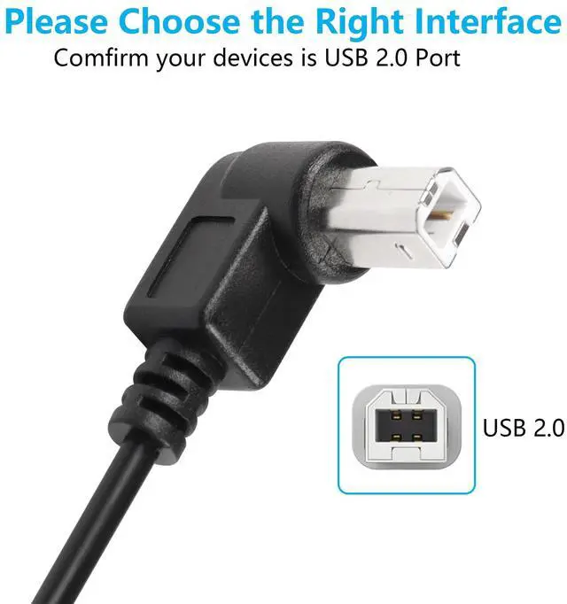 Alt view image 3 of 6 - BUCIER 2 Pack USB C Printer Cable Right Angled USB B to Type C Cord 11.8inch USB B Male to USB C Male for Printer,MIDI Controller,Scanner,Digital Piano MIDI Controller,DJ Controller (Left+Left)