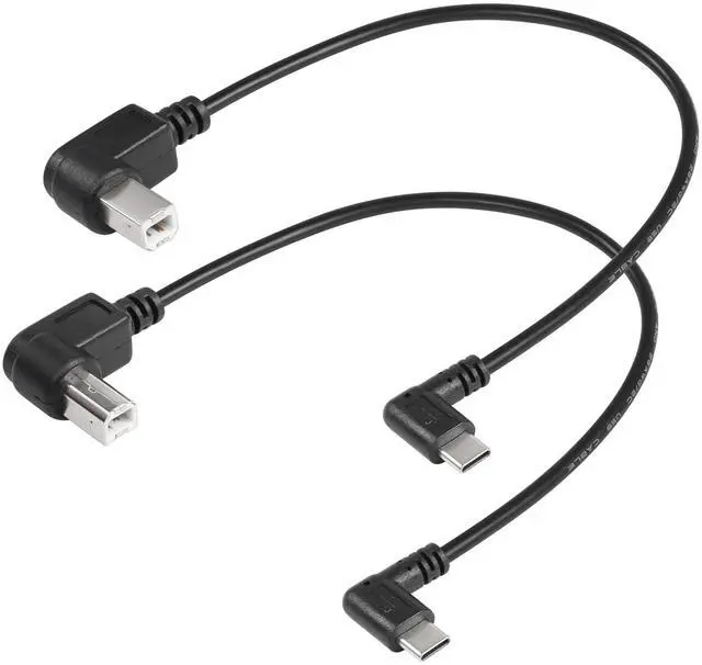 Main image of BUCIER 2 Pack USB C Printer Cable Right Angled USB B to Type C Cord 11.8inch USB B Male to USB C Male for Printer,MIDI Controller,Scanner,Digital Piano MIDI Controller,DJ Controller (Left+Right)