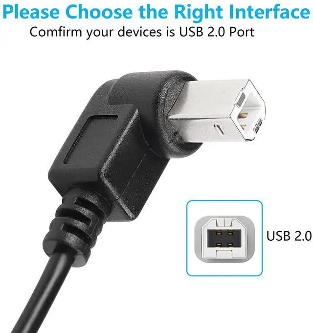 Alt view image 3 of 6 - BUCIER 2 Pack USB C Printer Cable Right Angled USB B to Type C Cord 11.8inch USB B Male to USB C Male for Printer,MIDI Controller,Scanner,Digital Piano MIDI Controller,DJ Controller (Left+Right)