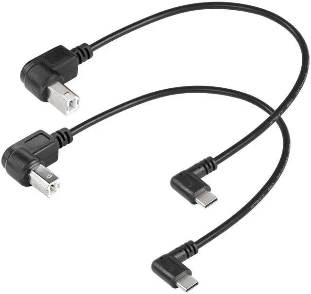 Main image of BUCIER 2 Pack 11.8 inch USB B to Type C Male Printer Cable, Right Angled, for Printer, MIDI Controller, Scanner, Digital Piano, DJ Controller Cable (UP+Down)