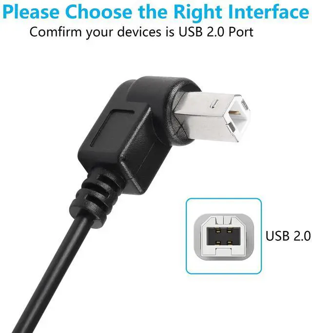 Alt view image 3 of 6 - BUCIER 2 Pack 11.8 inch USB B to Type C Male Printer Cable, Right Angled, for Printer, MIDI Controller, Scanner, Digital Piano, DJ Controller Cable (UP+Down)