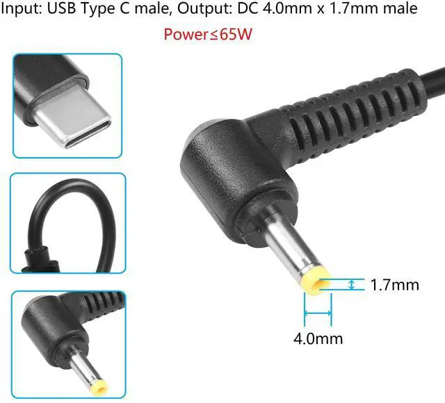 Alt view image 2 of 6 - BUCIER 12V Type C to DC 4.0 x 1.7mm Power Charging Cable, 59inch USB C Male to DC4017 Male Extension Charge Cable for 12V Router, Camera, Desk Lamp, Electric Tool 1.5M (12V)