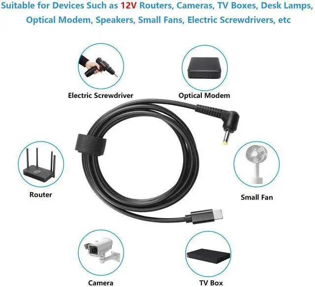 Alt view image 4 of 6 - BUCIER 12V Type C to DC 4.0 x 1.7mm Power Charging Cable, 59inch USB C Male to DC4017 Male Extension Charge Cable for 12V Router, Camera, Desk Lamp, Electric Tool 1.5M (12V)