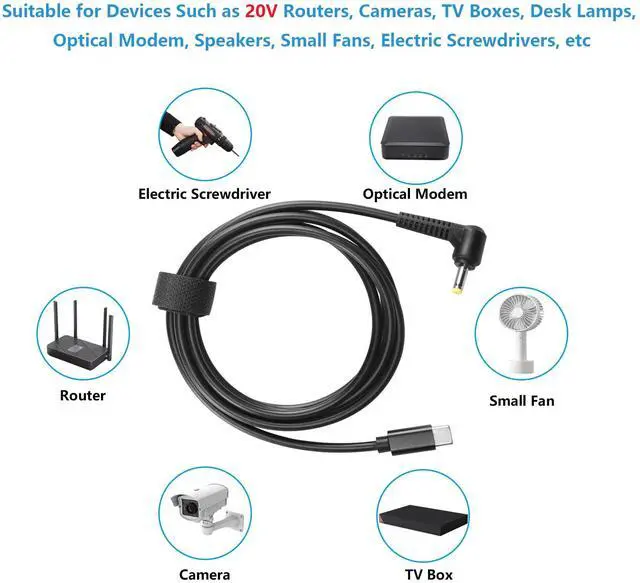 Alt view image 4 of 6 - BUCIER 20V Type C to DC 4.0 x 1.7mm Power Charging Cable, 59inch USB C Male to DC4017 Male Extension Charge Cable for 20V Router, Camera, Desk Lamp, Electric Tool 1.5M (20V)