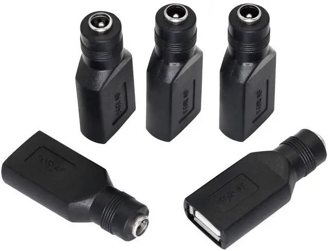 Main image of BUCIER USB 2.0 A Female to DC 5.5x2.1mm Power Adapter, Nickel-Plated Connector, Corrosion-Resistant, 5 PCS Interchangeable Plugs