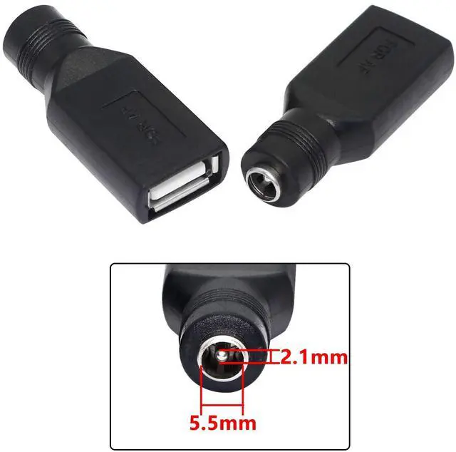 Alt view image 2 of 6 - BUCIER USB 2.0 A Female to DC 5.5x2.1mm Power Adapter, Nickel-Plated Connector, Corrosion-Resistant, 5 PCS Interchangeable Plugs