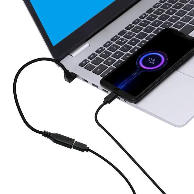 Alt view image 6 of 7 - BUCIER USB C Extension Cable Type C Male to Female Short Cable Right Angle 90 Degree USB 3.1 10Gbps Fast Charging 4K HD Video Audio Data Transfer Cord for Laptop & Tablet & Mobile Phone (-)