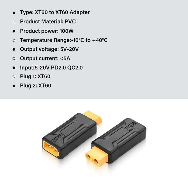 Alt view image 5 of 6 - BUCIER 2 Pack XT60 Male to Female Connector Adapter XT60 Wireless Adapter for RC FPV Toy Car Plane Drone Battery (Male to Female)