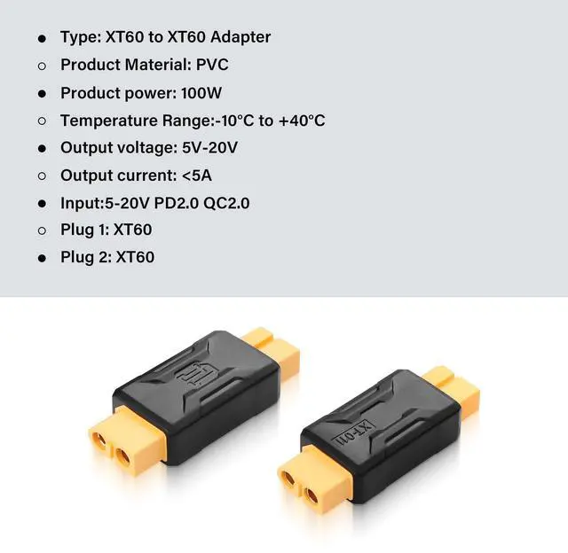 Alt view image 5 of 6 - BUCIER 2 Pack XT60 Female to Female Connector Adapter XT60 Wireless Adapter for RC FPV Toy Car Plane Drone Battery (Female to Female)