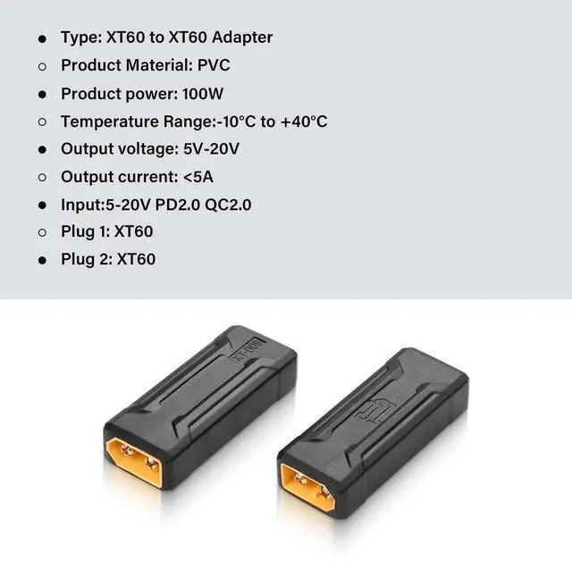 Alt view image 5 of 6 - BUCIER 2 Pack XT60 Male to Male Connector Adapter XT60 Wireless Adapter for RC FPV Toy Car Plane Drone Battery (Male to Male)