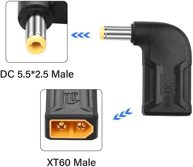 Alt view image 2 of 7 - BUCIER 2 Pack XT60 to DC5525 Adapter XT60 to DC 5.5mm X 2.5mm Wireless for TS100 Soldering Iron, FPV Monitor Power,Drone (XT-018)