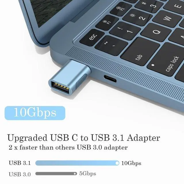 Alt view image 2 of 7 - BUCIER 10Gbps USB C to USB 3.1 Adapter (4 Pack), Thunderbolt 4/3 to USB OTG Converter for iPhone 15, MacBook, iPad, iMac and More Type C Devices - Blue