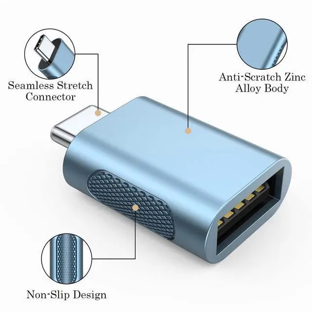 Alt view image 5 of 7 - BUCIER 10Gbps USB C to USB 3.1 Adapter (4 Pack), Thunderbolt 4/3 to USB OTG Converter for iPhone 15, MacBook, iPad, iMac and More Type C Devices - Blue