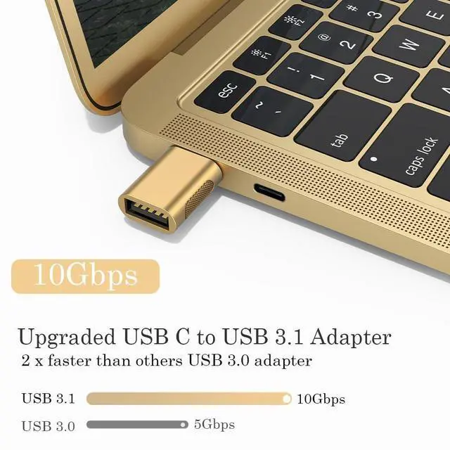 Alt view image 2 of 7 - BUCIER 10Gbps USB C to USB 3.1 Adapter (4 Pack), Thunderbolt 4/3 to USB OTG Converter for iPhone 15, MacBook, iPad, iMac and More Type C Devices - Gold