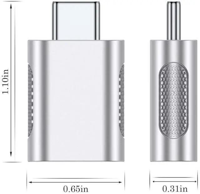 Alt view image 6 of 7 - BUCIER 10Gbps USB C to USB 3.1 Adapter (4 Pack), Thunderbolt 4/3 to USB OTG Converter for iPhone 15, MacBook, iPad, iMac and More Type C Devices - Silver