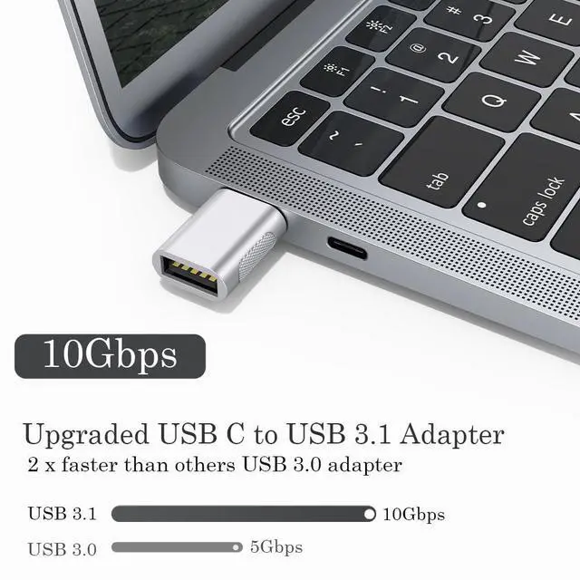 Alt view image 2 of 7 - BUCIER 10Gbps USB C to USB 3.1 Adapter (4 Pack), Thunderbolt 4/3 to USB OTG Converter for iPhone 15, MacBook, iPad, iMac and More Type C Devices - Silver