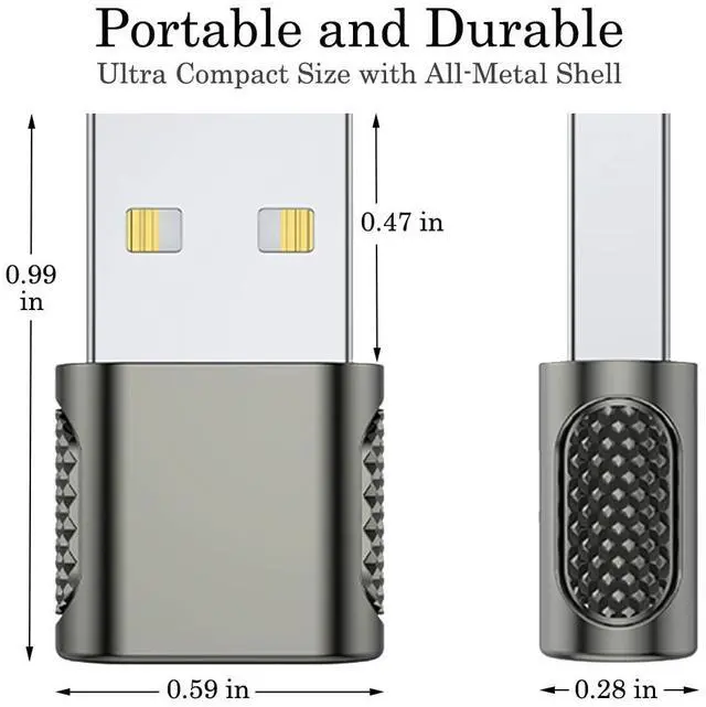 Alt view image 2 of 7 - BUCIER USB C Female to USB Male Adapter 2 Pack, USB Type C Cable to USB A Charger Converter for Apple Watch 9 8 7, iPhone 15 14 13 12, AirPods, iPad and More - Space Grey