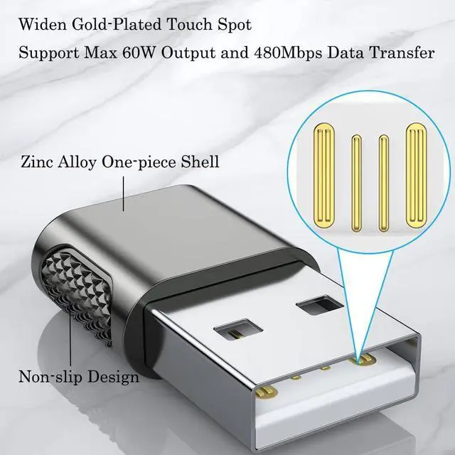 Alt view image 3 of 7 - BUCIER USB C Female to USB Male Adapter 2 Pack, USB Type C Cable to USB A Charger Converter for Apple Watch 9 8 7, iPhone 15 14 13 12, AirPods, iPad and More - Space Grey