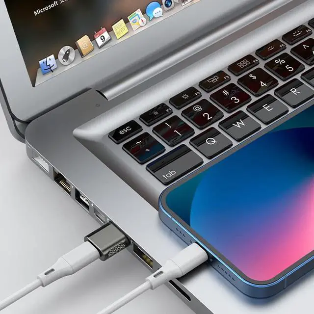 Alt view image 7 of 7 - BUCIER USB C Female to USB Male Adapter 2 Pack, USB Type C Cable to USB A Charger Converter for Apple Watch 9 8 7, iPhone 15 14 13 12, AirPods, iPad and More - Space Grey