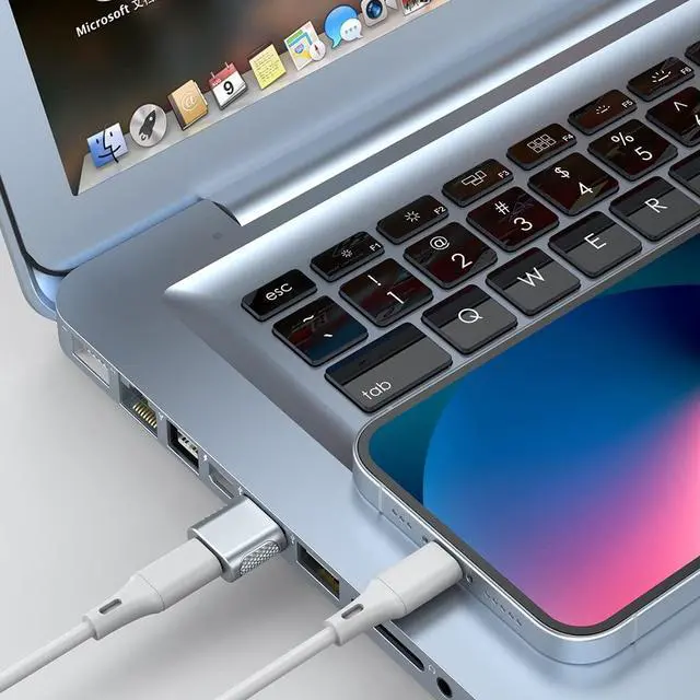 Alt view image 6 of 6 - BUCIER USB C Female to USB Male Adapter 2 Pack, USB Type C Cable to USB A Charger Converter for Apple Watch Ultra SE Series 8 7, iPhone 14 13 12 11, AirPods, iPad and More - Silver