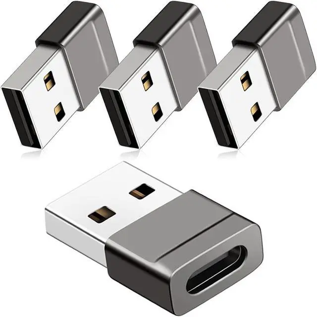 Main image of BUCIER USB C Female to USB Male Adapter (4 Pack), Ultra Compact Converter Compatible with iPhone 16 15 Apple Watch AirPods CarPlay and More, Gray Aluminium Alloy