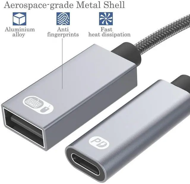 Alt view image 5 of 7 - BUCIER 2-in-1 USB Type C to USB Adapter (OTG Cable + Power Cable) for Steam Deck, Switch, Chromecast Google TV, MacBook, iPad, 3D Printer, Samsung Galaxy S20 S21 S22, Google Pixel and More - Gray