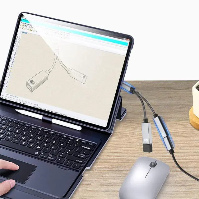 Alt view image 7 of 7 - BUCIER 2-in-1 USB Type C to USB Adapter (OTG Cable + Power Cable) for Steam Deck, Switch, Chromecast Google TV, MacBook, iPad, 3D Printer, Samsung Galaxy S20 S21 S22, Google Pixel and More - Gray