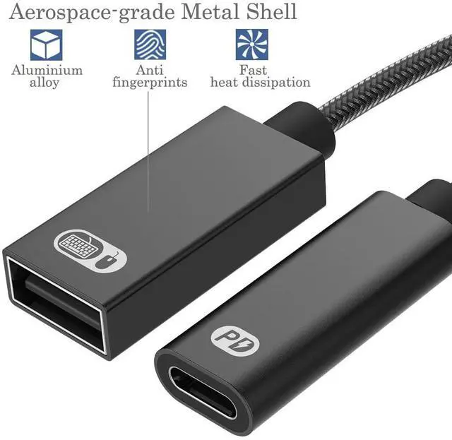 Alt view image 5 of 6 - BUCIER 2-in-1 USB Type C to USB Adapter (OTG Cable + Power Cable) for Steam Deck, Switch, Chromecast Google TV, MacBook, iPad, 3D Printer, Samsung Galaxy S20 S21 S22, Google Pixel and More - Black