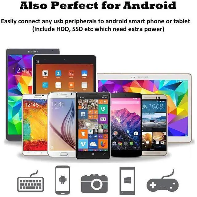 Alt view image 5 of 6 - BUCIER 2-in-1 Powered Micro USB to USB OTG Adapter 90 Degree Right Angle Connector for FireStick, S/NES Classic Mini, Sega Genesis and More - 2 Pack