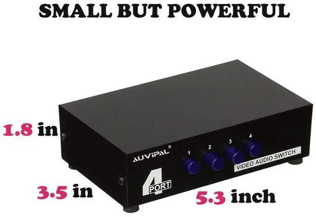 Alt view image 6 of 7 - BUCIER 4-Way RCA Switch, 4 in 1 Out Composite Switcher, Video L/R Stereo Audio AV Selector Box for DVD VCR VHS AV Receiver PS2 Nintendo Game Consoles