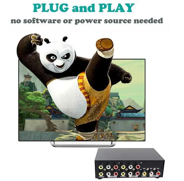 Alt view image 7 of 7 - BUCIER 4-Way RCA Switch, 4 in 1 Out Composite Switcher, Video L/R Stereo Audio AV Selector Box for DVD VCR VHS AV Receiver PS2 Nintendo Game Consoles