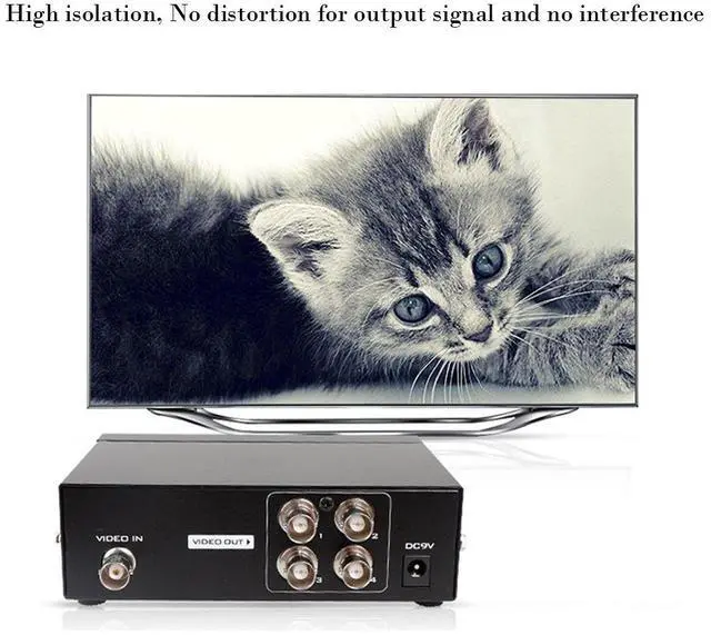 Alt view image 4 of 7 - BUCIER 4-Port (1 Input 4 Output) BNC Video Splitter Box Coaxial Distributor Amplifier for Video Monitoring System CCTV Security Camera