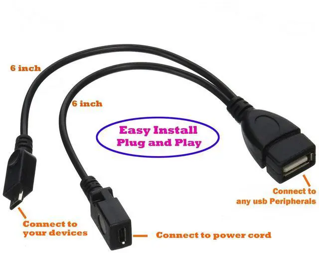 Alt view image 6 of 6 - BUCIER 2-in-1 Micro USB to USB Adapter (OTG Cable + Power Cable) for Fire Stick, PlayStation Classic and More - 2 Pack
