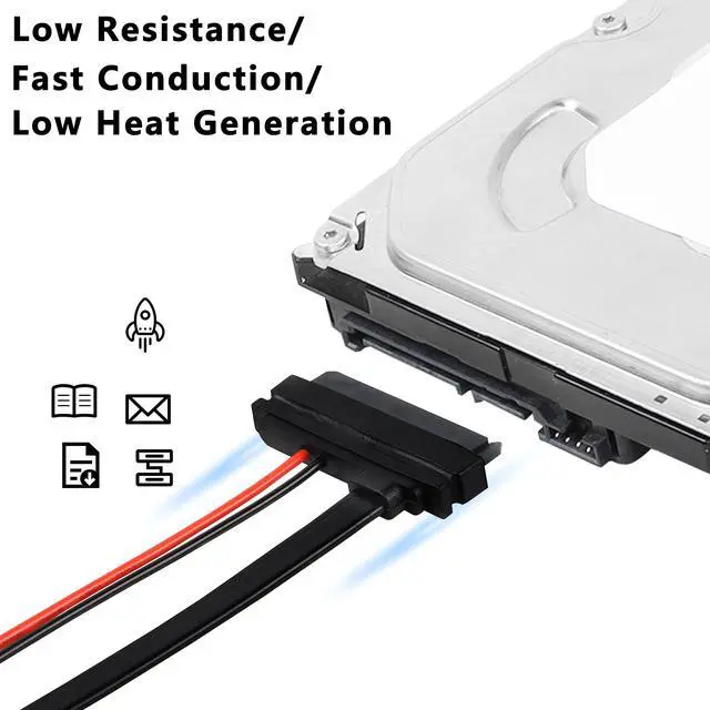 Alt view image 4 of 7 - BUCIER Slimline SATA 13 to 22 Pin Adapter, 2.5" HDD/SSD/Laptop CD-ROM Connector - 2PCS 30cm